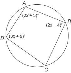 Quadrilateral abcd  is inscribed in this circle. what is the measure of ang