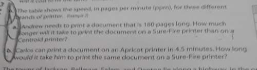 Carl can print a document of a apricot printer in 4.5 minutes how long would it take me to print the