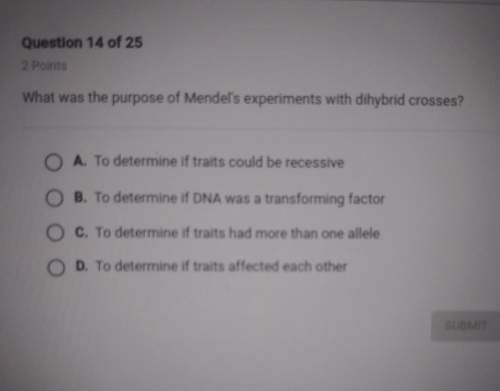 What was the purpose of mendel's experiments with dihybrid crosses? o oa. to determine i