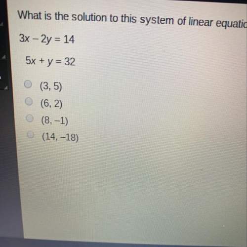 What is the solution  3x-2y=14 5x+y=32