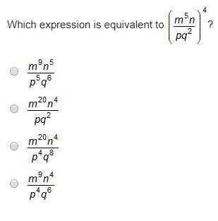 Which expression is equivalent to (m^5n/pq^2)^4
