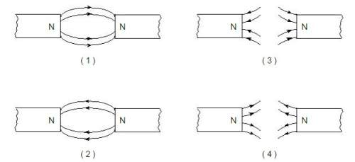 Which diagram represents magnetic field lines between two north magnetic poles?