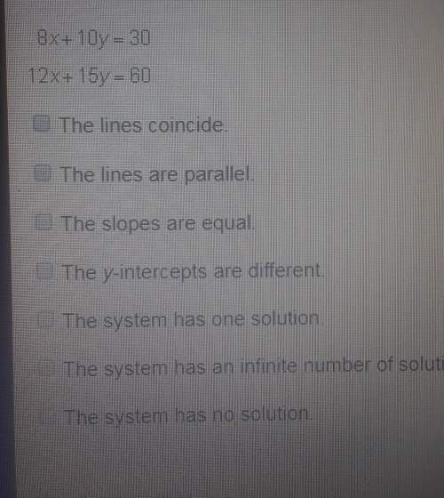 Which statements are true regarding the system of equations? check all that apply