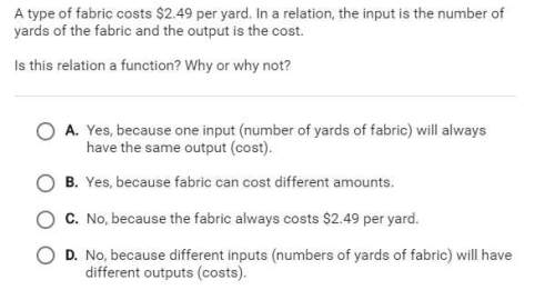 Atype of fabric costs $2.48 per yard.in a relation,the input is the number of yards of the fabric an