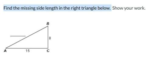 10 pts find the missing side length in the right triangle below. show your work.