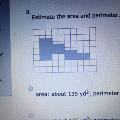 Estimate the area and perimeter. each square represents 9 yd^2.