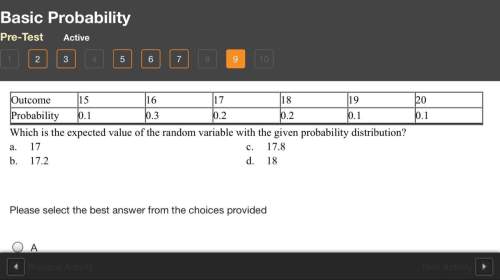 Probability 0.1 0.3 0.2 0.2 0.1 0.1 which is the expected value of the random variable with the give
