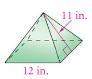 Find the surface area of the pyramid to the nearest whole number. ) 400 in^2 b) 402 in^2