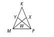 12. triangle kmp is isosceles with km = kp. mx and py are angle bisectors. a. is there e