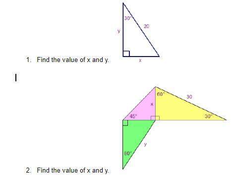 1. find the value of x and y2. find the value of x and yexplain&lt;