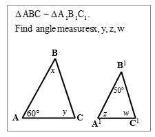 Geometry  find y, z and w pls