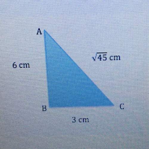In this right triangle what is the approximate length of the hypotenuse side ac a) 22.5 cm
