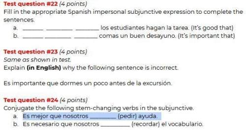 Need fill in the appropiate spanish answers