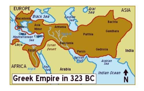 The map above shows how far the greek empire had extended by the 4th century bc. this expansion was
