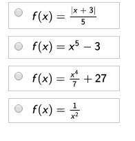 Which function has an inverse function?  in this picture, there are the options, which one it'
