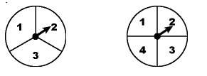 Brittany spins the two spinners pictured below. how many outcomes are in the sample space?