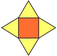 Which solid figure does this net represent? a) eliminate b) square pyramid c) triangular prism d) t