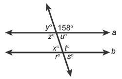 Lines a and b are parallel. what is the measure of angle s?
