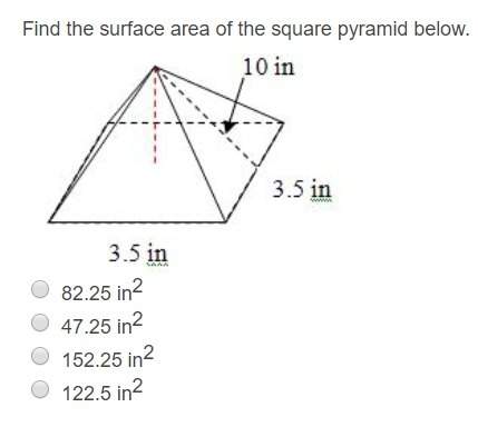 Question 1. find the surface area of the square pyramid below. question 2. find the surface ar