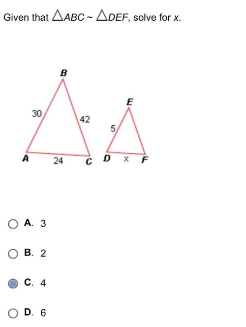 Given that triangle abc ~ def, solve for x.
