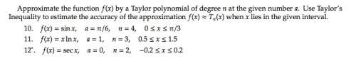 Taylor series questions!  having trouble with 5, 6, 7, 11. 5. i did s