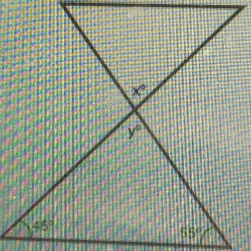 Find the measure of an angle x in the figure below :  choices  45 degrees 80 degr