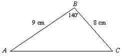 Find the area of triangle abc. the figure is not drawn to scale. 21.81 cm2