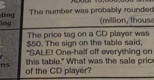 The number was probably roundedting(million thousaingthe price tag on a cd player was$50. the sign o