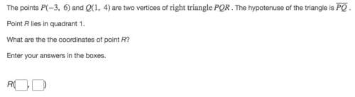 The points p(−3, 6) and q(1, 4) are two vertices of right triangle pqr . the hypotenuse of the trian