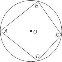 Given: quadrilateral abcd is inscribed in circle o. prove: m∠a + m∠c = 180° drag