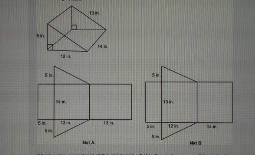 Atriangular prism and two nets are shown which is the correct net of the prism and what is the surfa