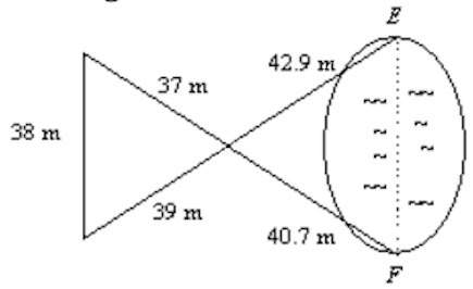 Campsites f and g are on opposite sides of a lake. a survey crew made the measurements shown on the