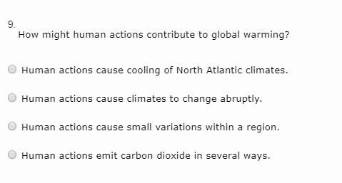 How might human actions contribute to global warming? human acti
