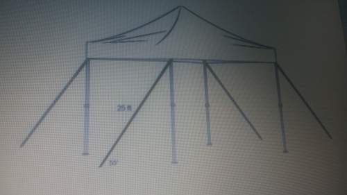 Aparty tent is used for an outdoor event. ropes of equal length support each tent pole. the angle th