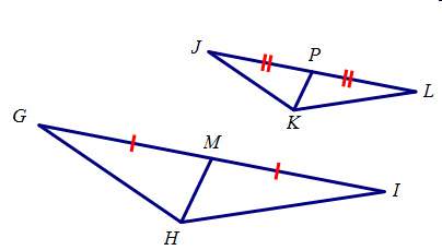 Triangle ghi is similar to triangle jkl. if jp = 26, mh = 36 and pk = 16 then gm =
