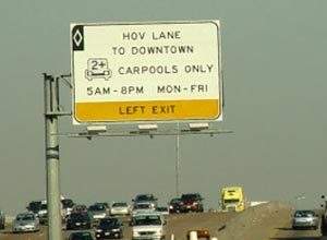 What does this sign mean?  a. the hov lane may be used only by vehicles with two or more