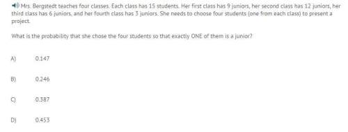 What is the probability that she chose the four students so that exactly one of them is a junior?