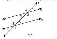 If r || s and m 5 = 65°, what is m 1?  geometry basics, part 1 a. 180°
