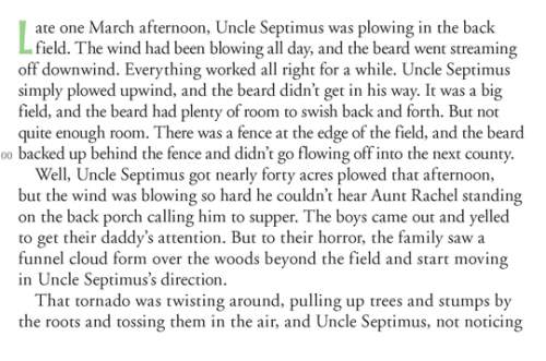 Skim through the reading to see how of aunt rachel feels about septimus's beard. is she more positiv