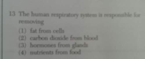 What is the human respiratory system responsible for removing? 1) fat cells. 2) carbon dioxide from