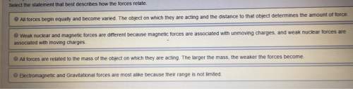 Select the statement that best describes how the forces relate. a. all forces begin equally and beco