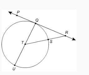 What is tan angle qtr if line pr is tangent to circle t at q, and ts = 1 cm? nevermind,