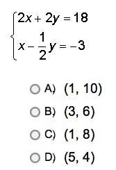 7.which of the following ordered pairs is a solution of the given system of linear equations &lt;