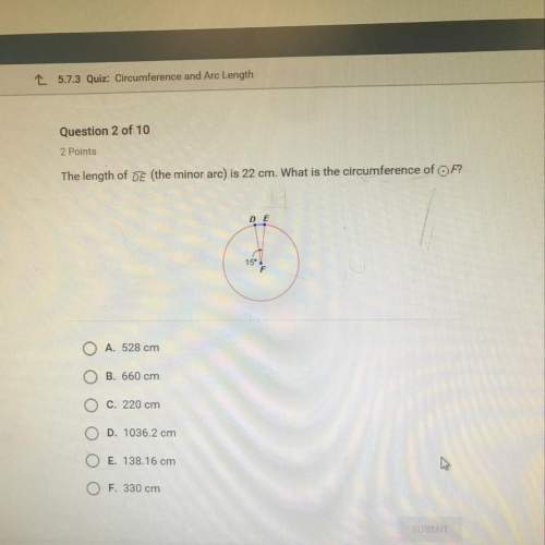 The length of de (the minor arc) is 22 cm. what is the circumference of f