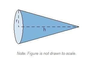 If h = 7 units and r = 2 units, then what is the approximate volume of the cone shown above?