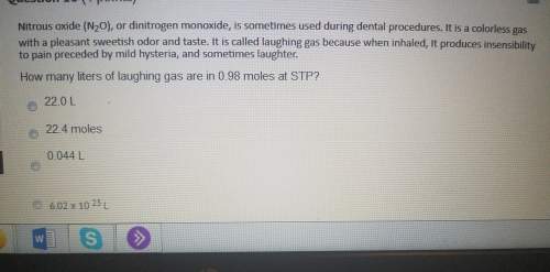 How many liters of laughing gas are in 0.98 moles stp