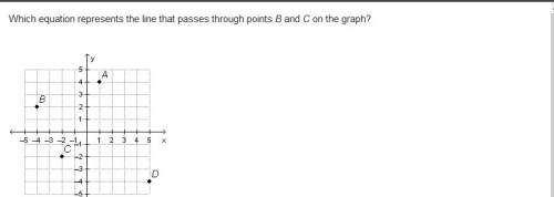Which equation represents the line that passes through points b and c on the graph?  a. y=-2x-