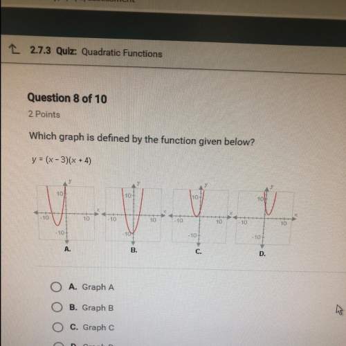 Which graph is defined by the function given below? y=(x-3)(x+4)