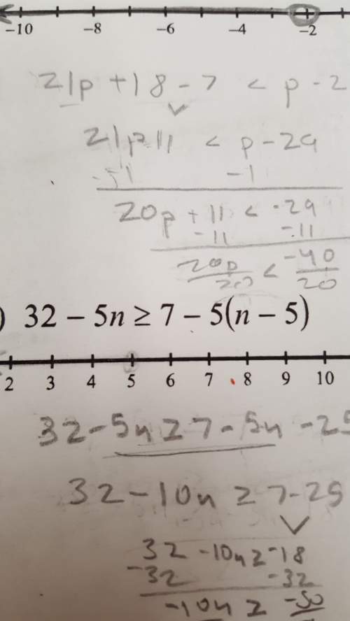 What is 32-5n is greater than or equal to 7-5(n-5)