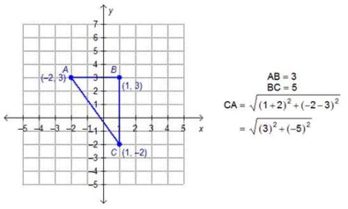The first steps in determining the perimeter of triangle abc are shown. to t